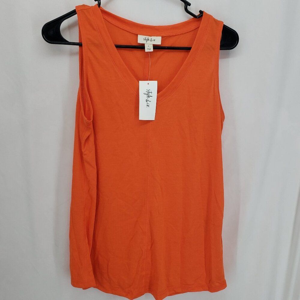 Style & Co Tank Top Small Wild Orange (AR)